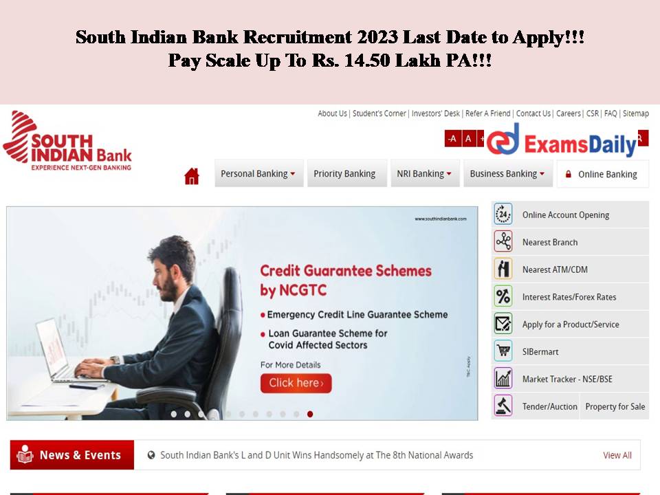 South Indian Bank Recruitment 2023 Last Date to Apply