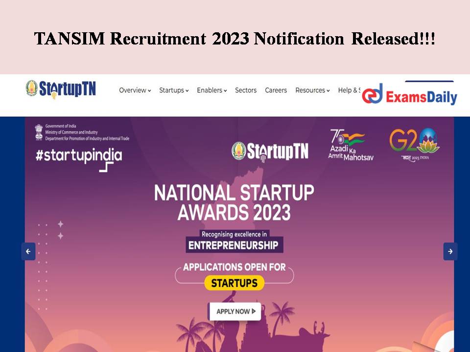 TANSIM Recruitment 2023 Notification Released