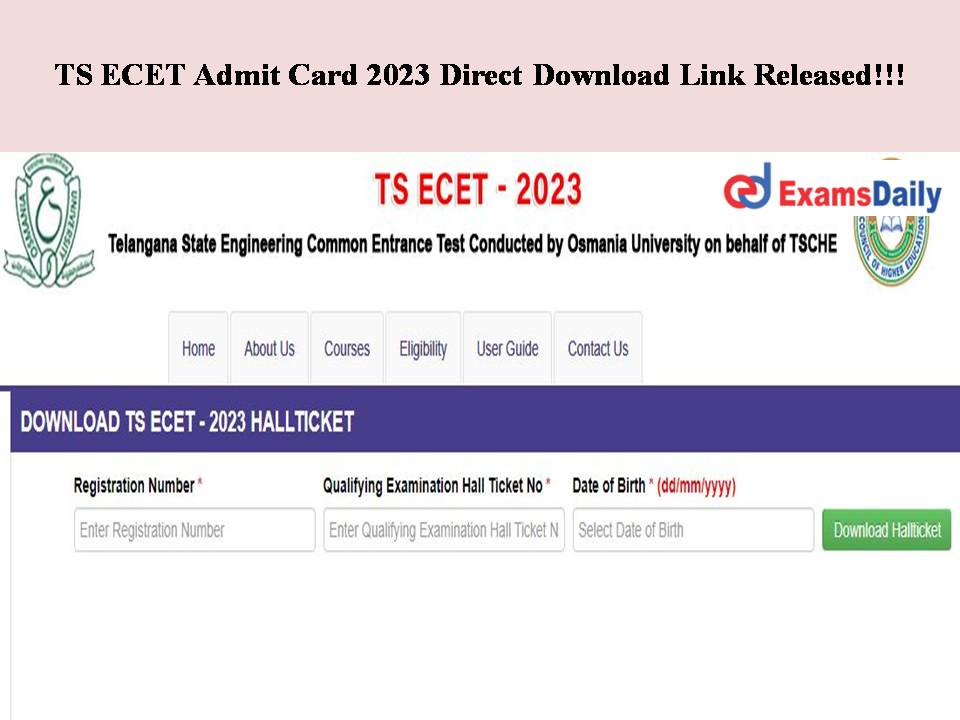 TS ECET Admit Card 2023 Direct Download Link Released