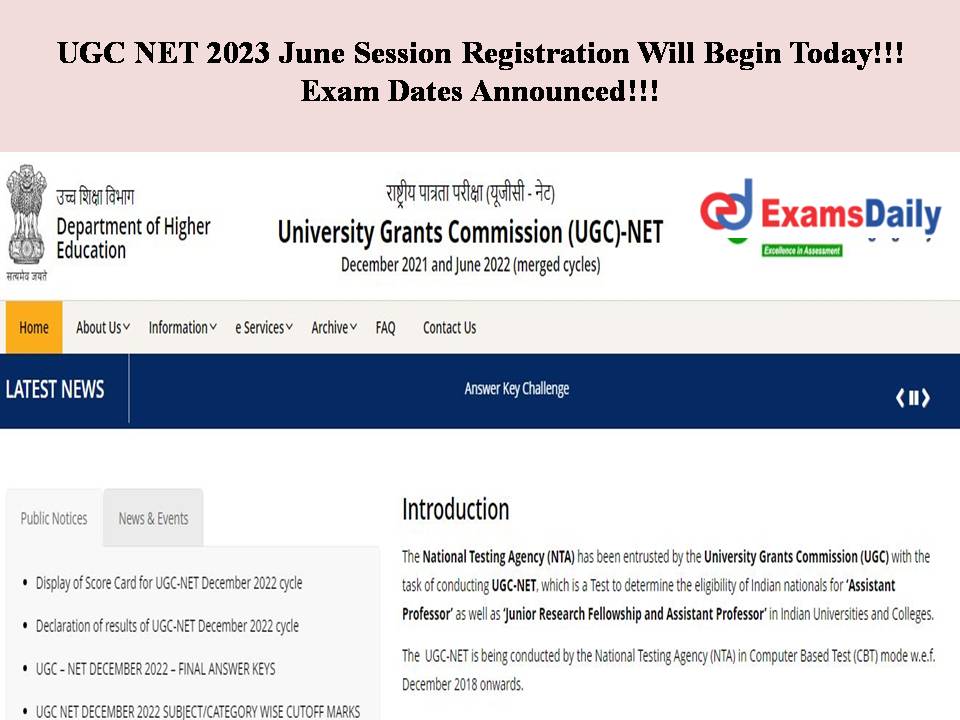 UGC NET 2023 June Session Registration Will Begin Today