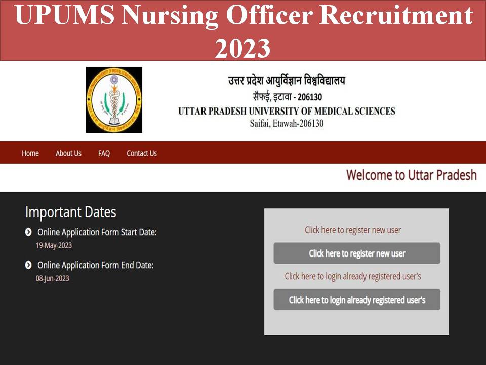 UPUMS Nursing Officer Recruitment 2023