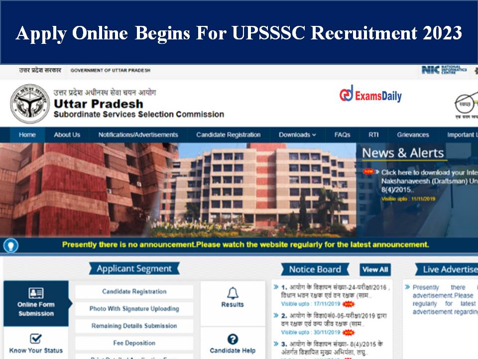 Apply Online Begins For UPSSSC Recruitment 2023
