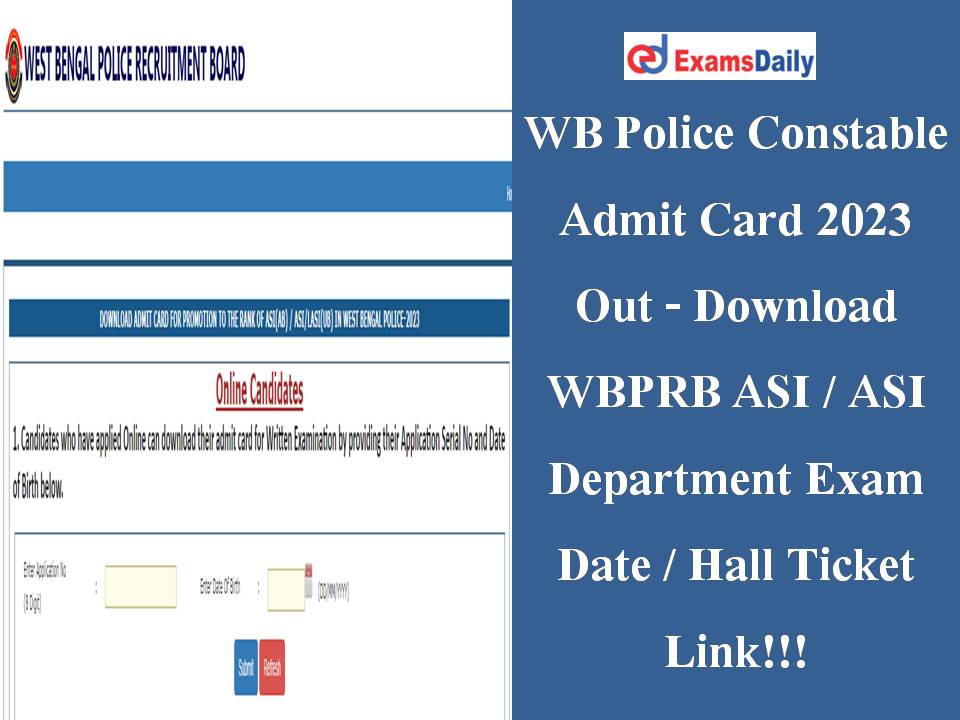 WB Police Constable Admit Card 2023 Out