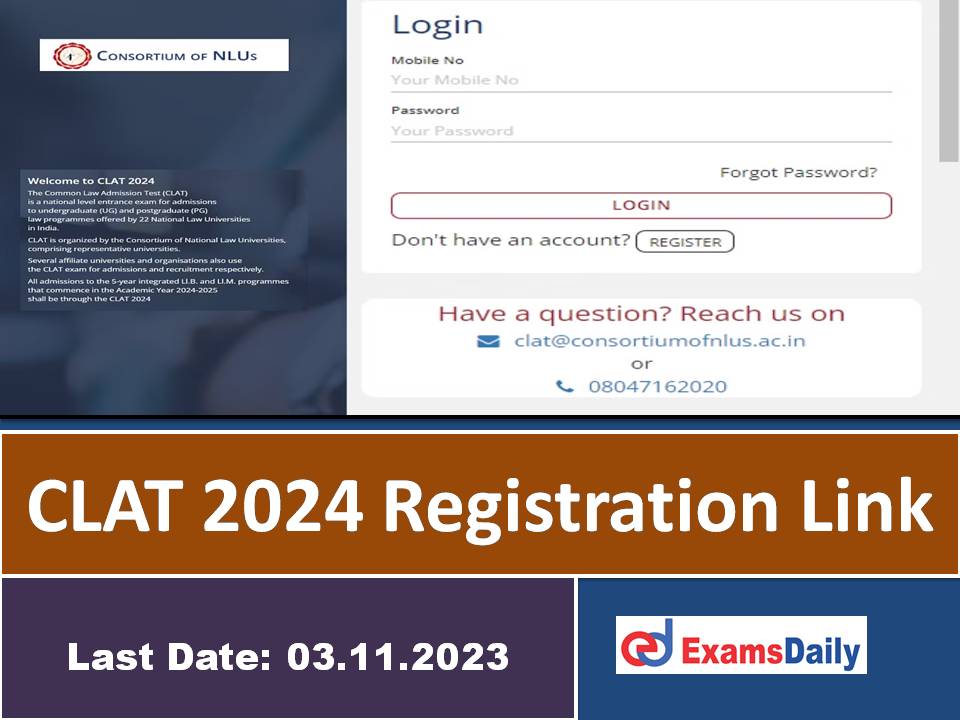 CLAT 2024 Registration Link Begins Download Notification PDF for UG