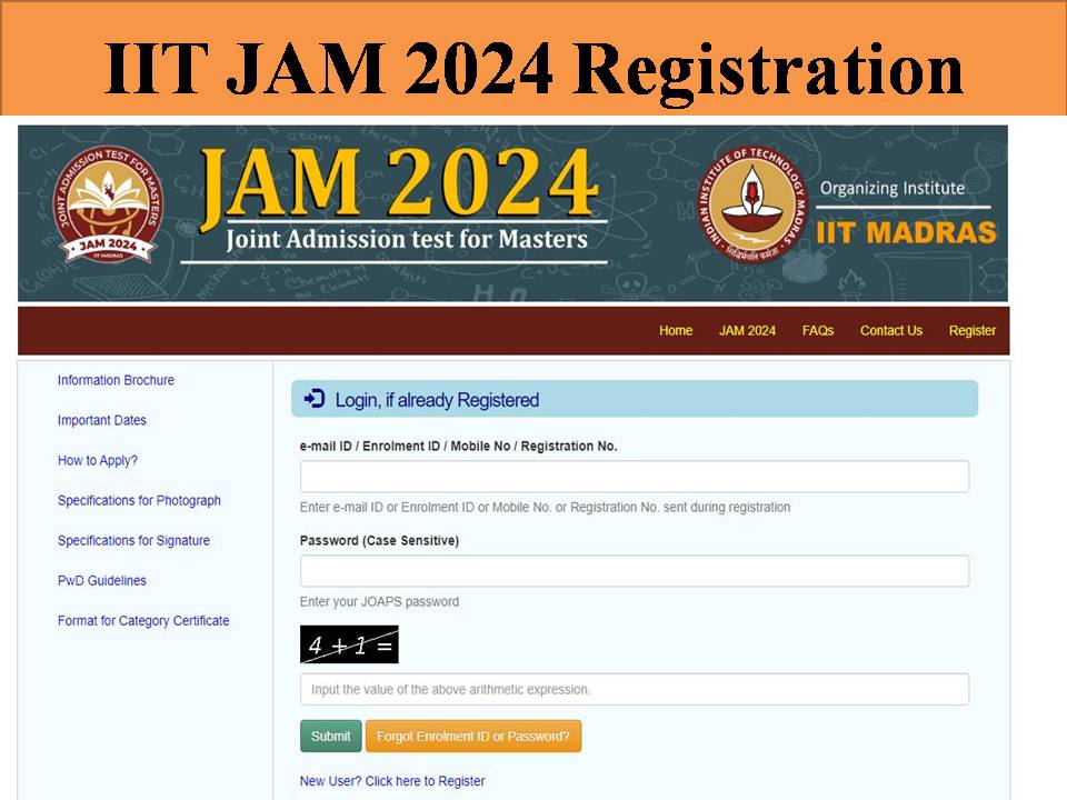 IIT JAM 2024 Registration Link (Out) Check Exam Date, Application Form