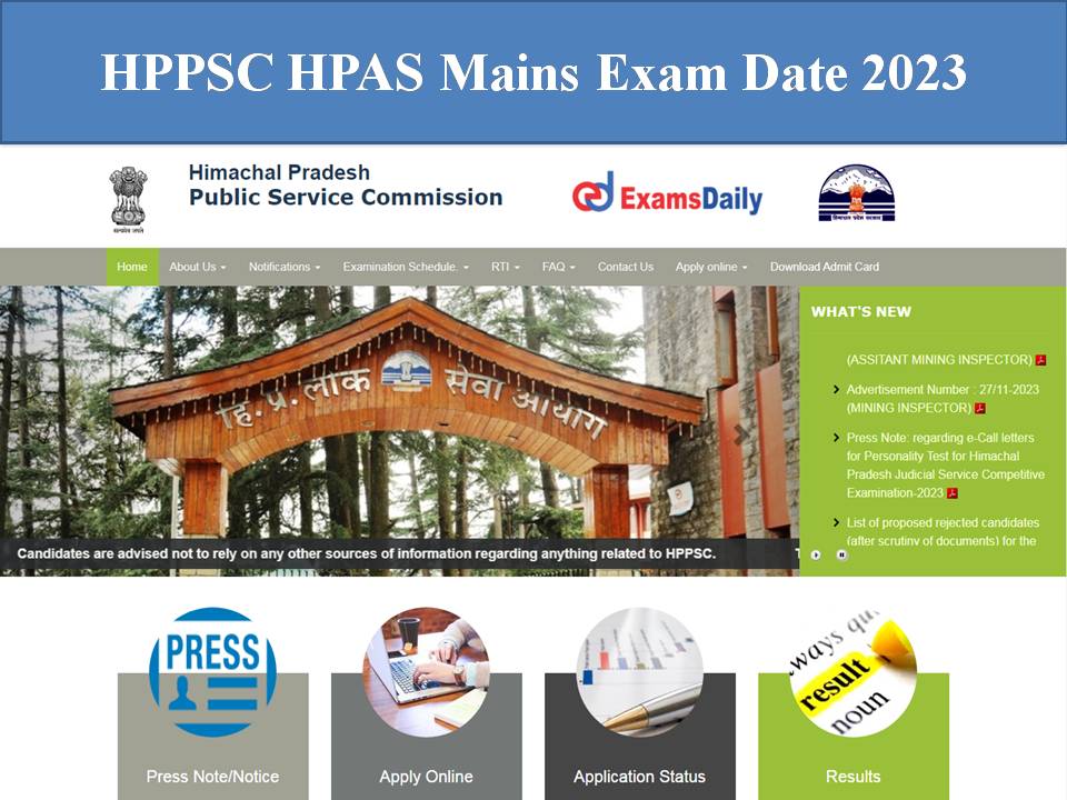 HPPSC HPAS Mains Exam Date 2023