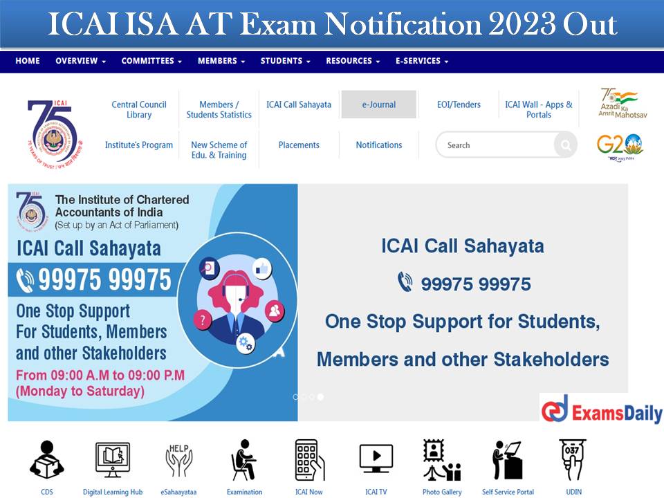 ICAI ISA AT Exam Notification 2023 Out