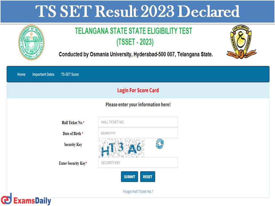 TS SET Result 2023 Declared